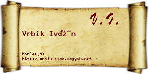 Vrbik Iván névjegykártya